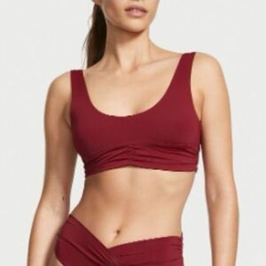 NWT Riot Swim Pico Merlot Burgundy Red Bikini Bathing Suit TOP | Size Large